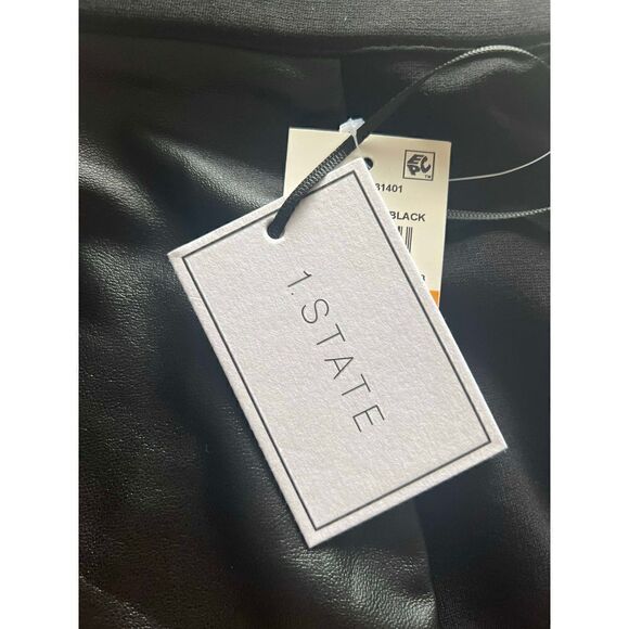 1.STATE Pieced Faux Leather & Knit Midi Skirt, Black, Size Small‎ (4/6), NWT - Picture 6 of 6